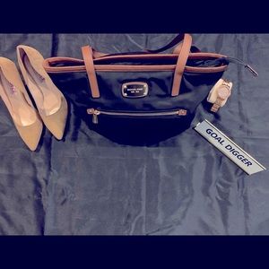 VINTAGE MICHAEL KORS NYLON BLACK AND TAN TOTE 👜